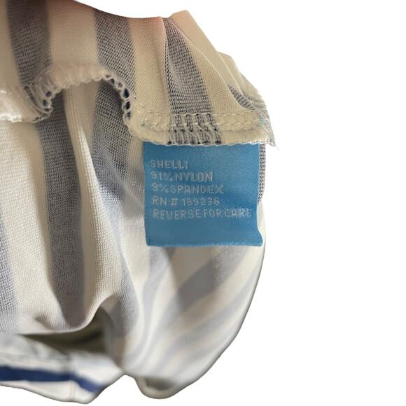 J.Mclaughlin Short Sleeve Leonora Striped Midi Dress White Navy Womens Sz Large - Picture 9 of 10